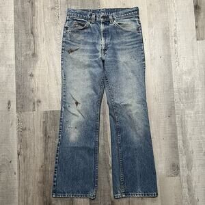 VTG Levis 517 70s/80s Boot Cut Denim Jeans Paint Thrashed USA Mens Cowboy Biker